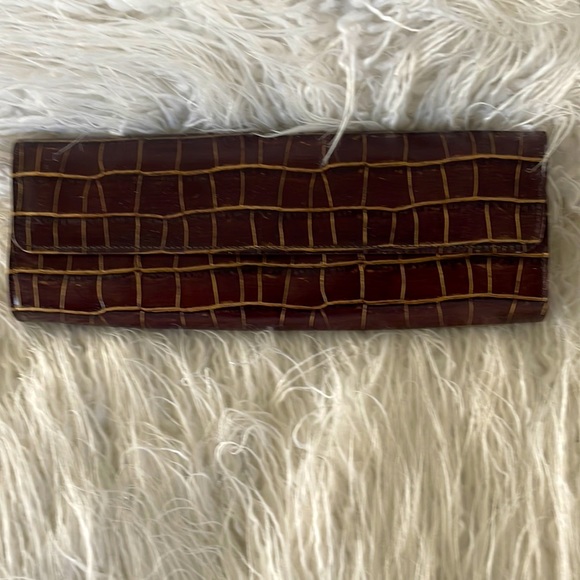 Abas Brown/Gold Alligator Leather Cylinder Clutch